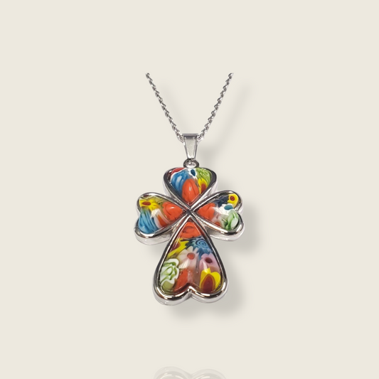 Heart Cross Murano Pendant - De La Cruz Jewelry