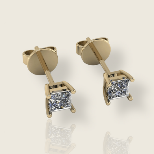 Princess Cut Stud Earrings - De La Cruz Jewelry