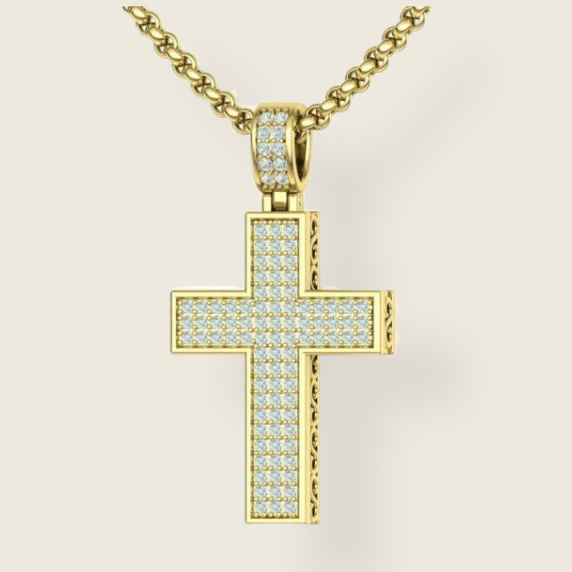 Wide Diamond Cross Pendant (0.48 ctw) - De La Cruz Jewelry